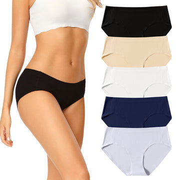 Voenxe Seamless Women Hipster Underwear, Breathable No Show Panties for Women, 5 in 1 Pack