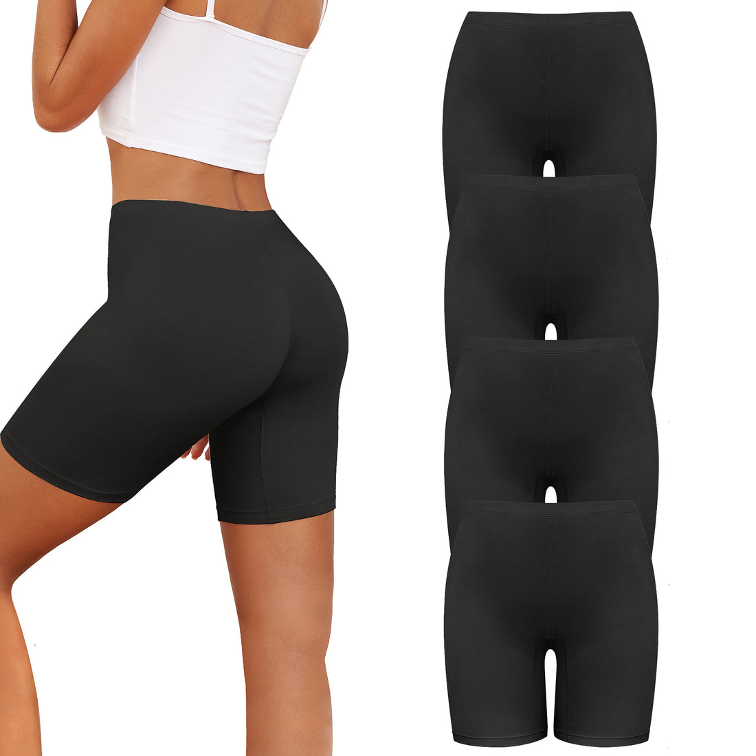 Voenxe Women Boyshort Underwear, Stretch High Waisted Briefs, 5 in 1 Pack