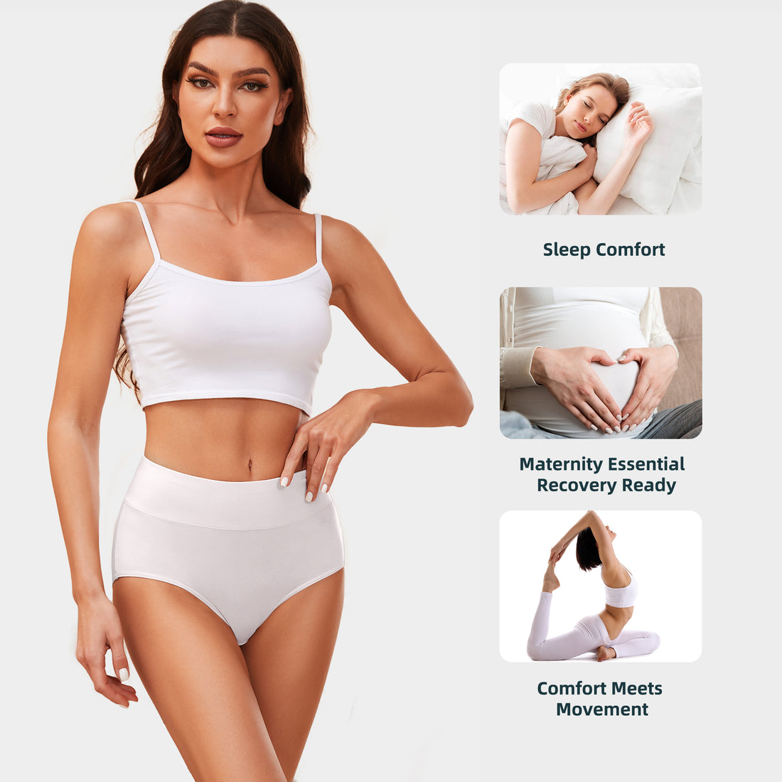 Voenxe Women High Waisted Cotton Underwear, Comfortable Stretchy Full Coverage, 4 in 1 Pack